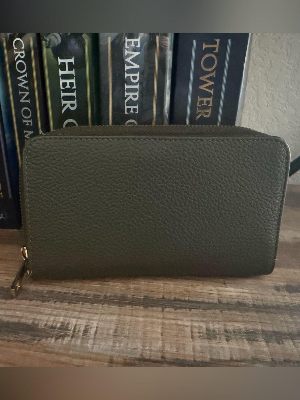 Olive Green Zip Around Card Wallet